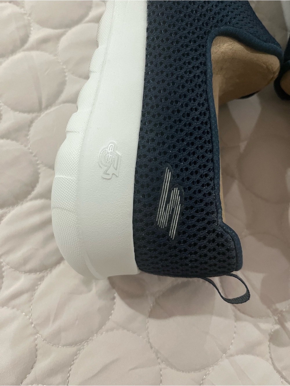 Skechers Slip-On Knit Sneakers in Navy and White - Picture 10 of 11